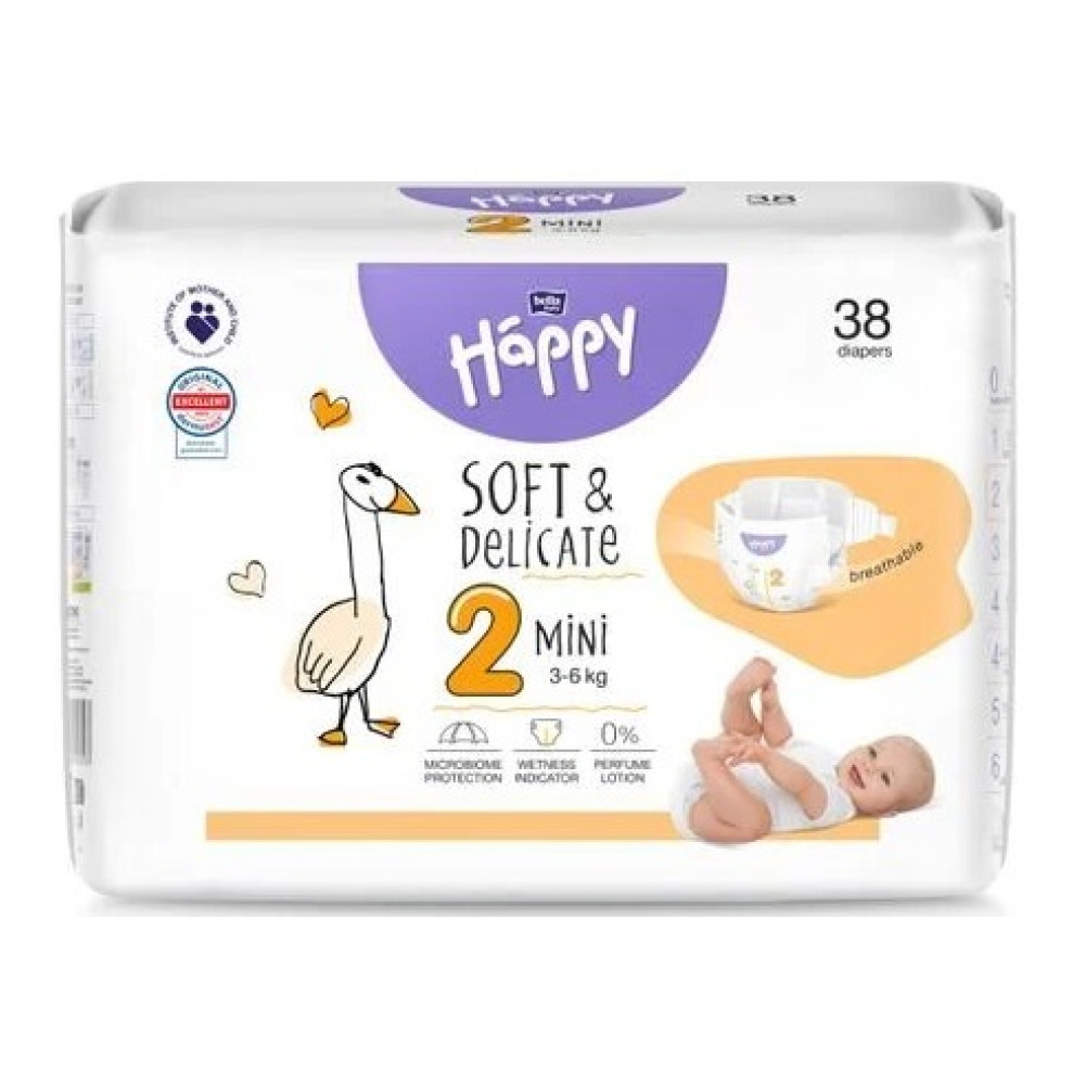 Підгузки дитячі Happy 2 Mini 3-6 кг 38 шт