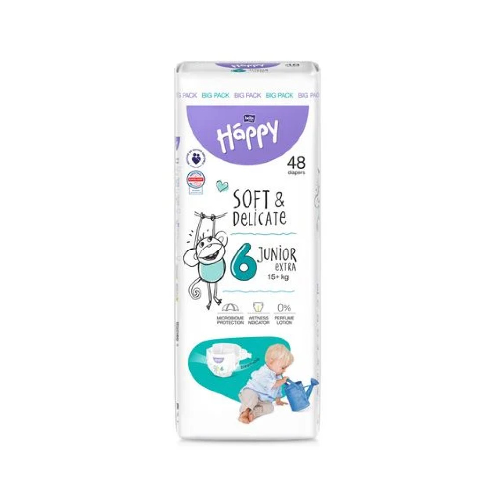 Підгузки дитячі Happy 6 Junior Extra 15+ кг 48 шт