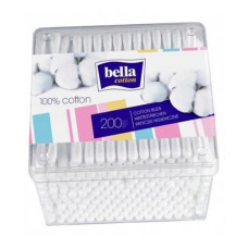 Ватні палички Bella Cotton 200 шт пластикова прямокутна упаковка