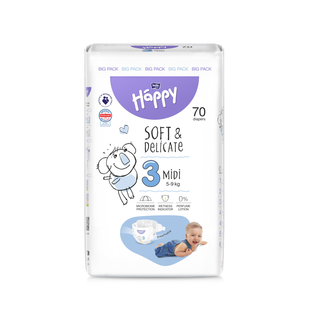Підгузки дитячі Happy 3 Midi  5-9 кг 70 шт