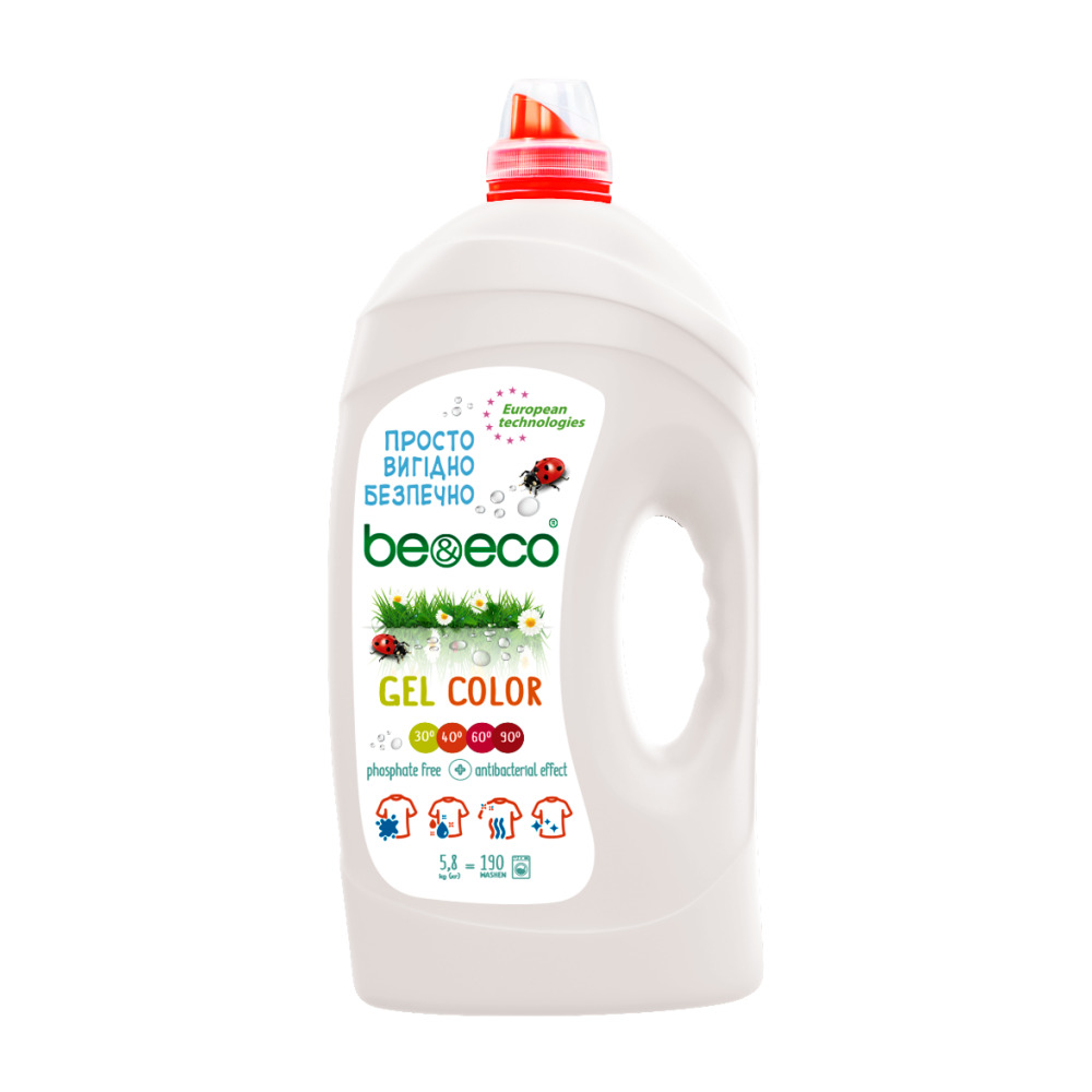 Гель для прання Be&Eco Color 5800 мл 190 пр