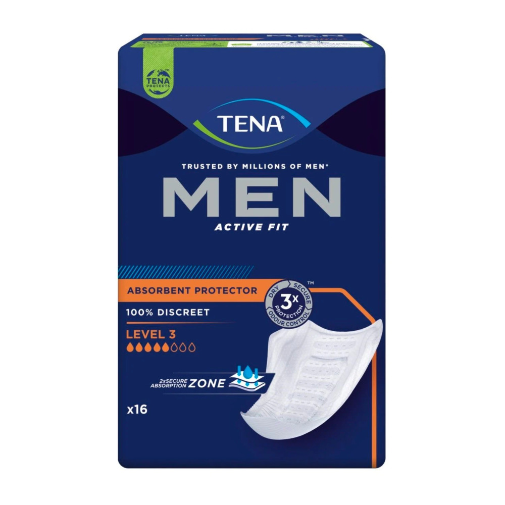 Прокладки урологічні для чоловіків Tena Man Active Fit Level 3 16 шт. 5 крап.