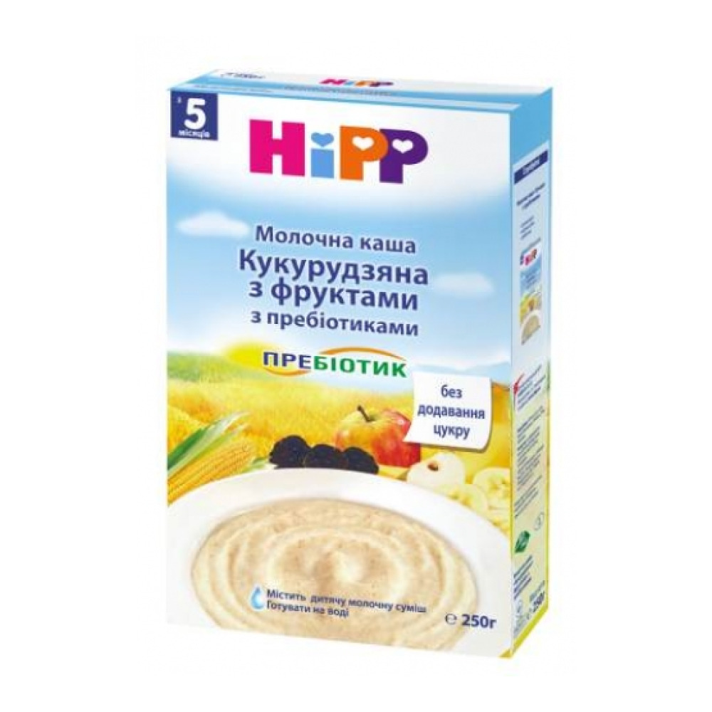 Каша HIPP Молочна Кукурудзяна з фруктами з пребіотиками від 5 місяців 250 гр