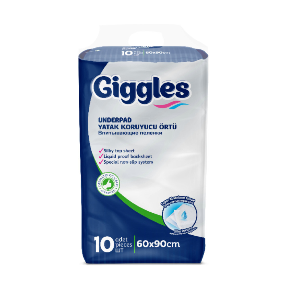 Пелюшки поглинаючі  Giggles 60х90 см 10 шт