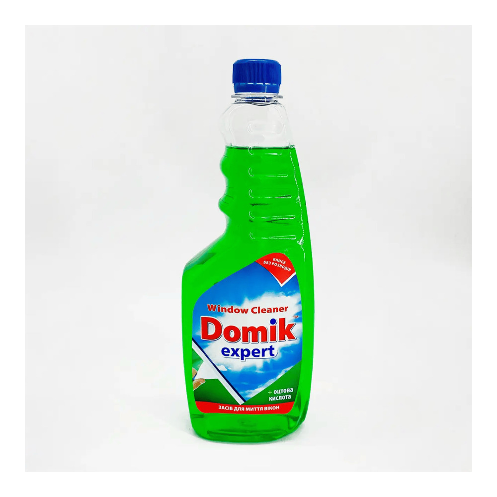 Засіб для миття вікон запаска Domik expert з оцтовою кислотою 750 мл