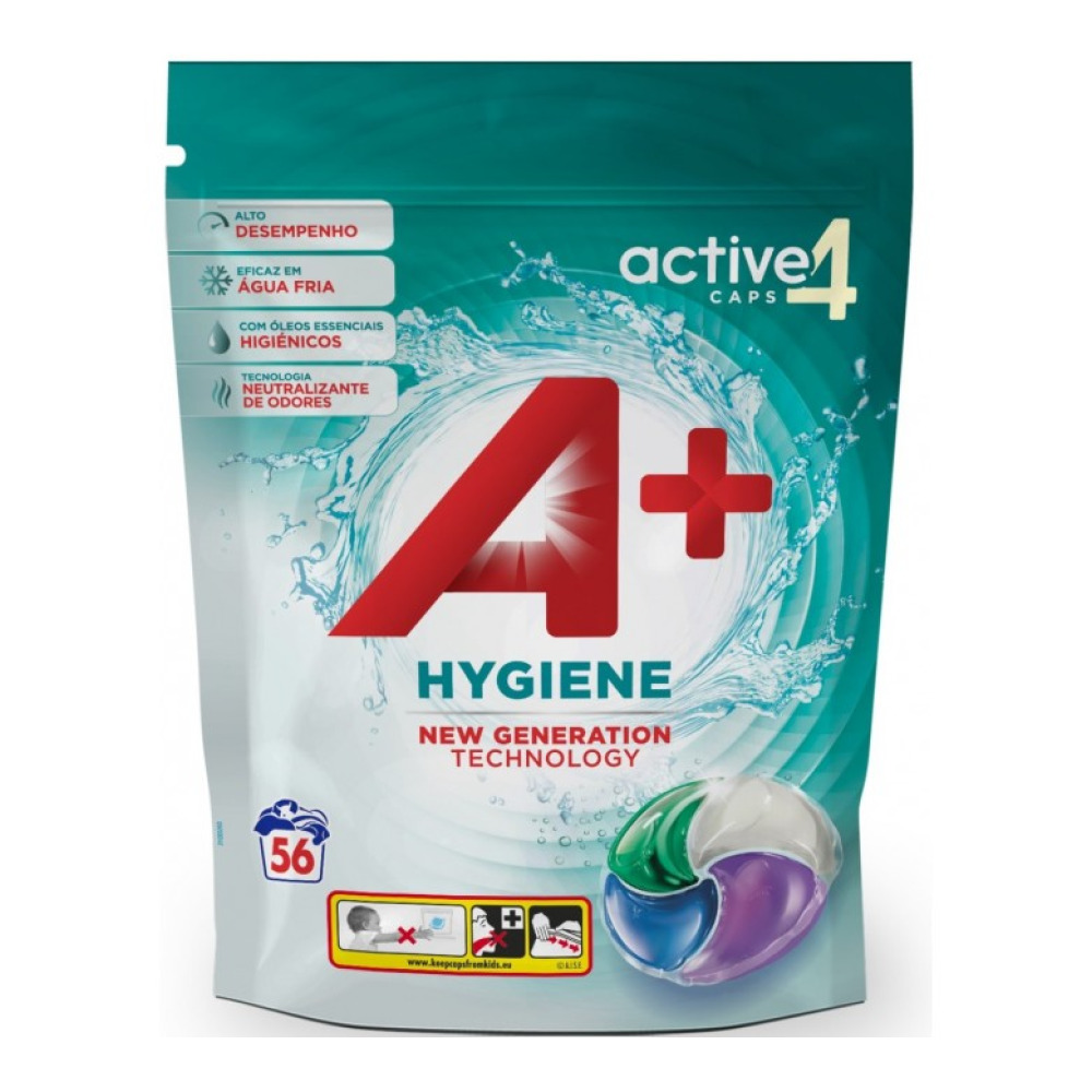 Капсули для прання A+ 4в1 Універсал HYGIENE (для всіх типів тканин) 56 шт