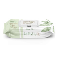 Вологі серветки Giggles Green Tea з клапаном 72 шт