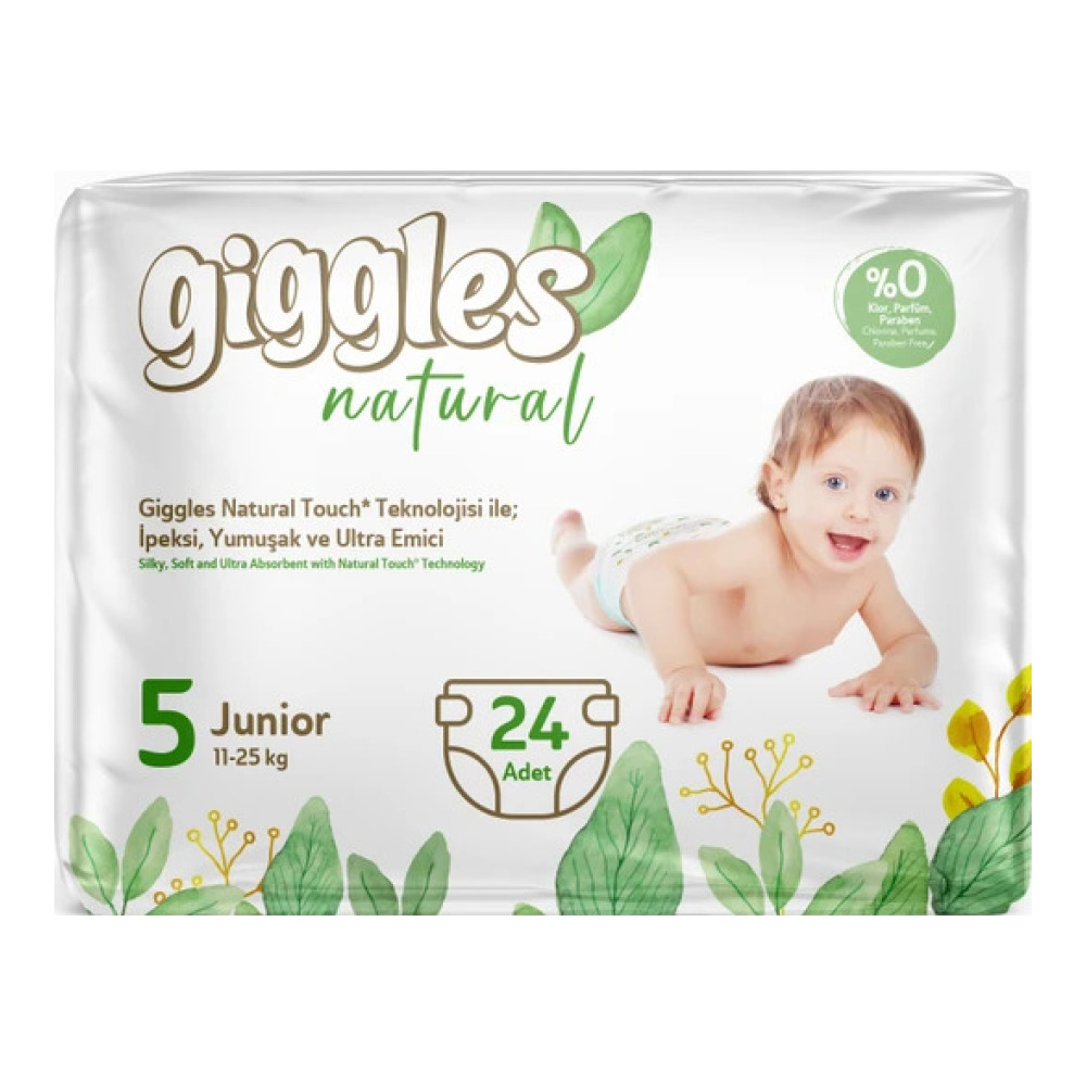 Підгузки дитячі Giggles Natural 5 Junior 11-25 кг 24 шт