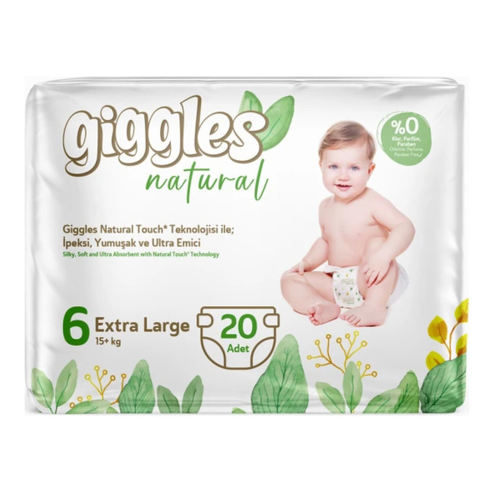 Підгузки дитячі Giggles Natural 6 Extra Large 15+ кг 20 шт