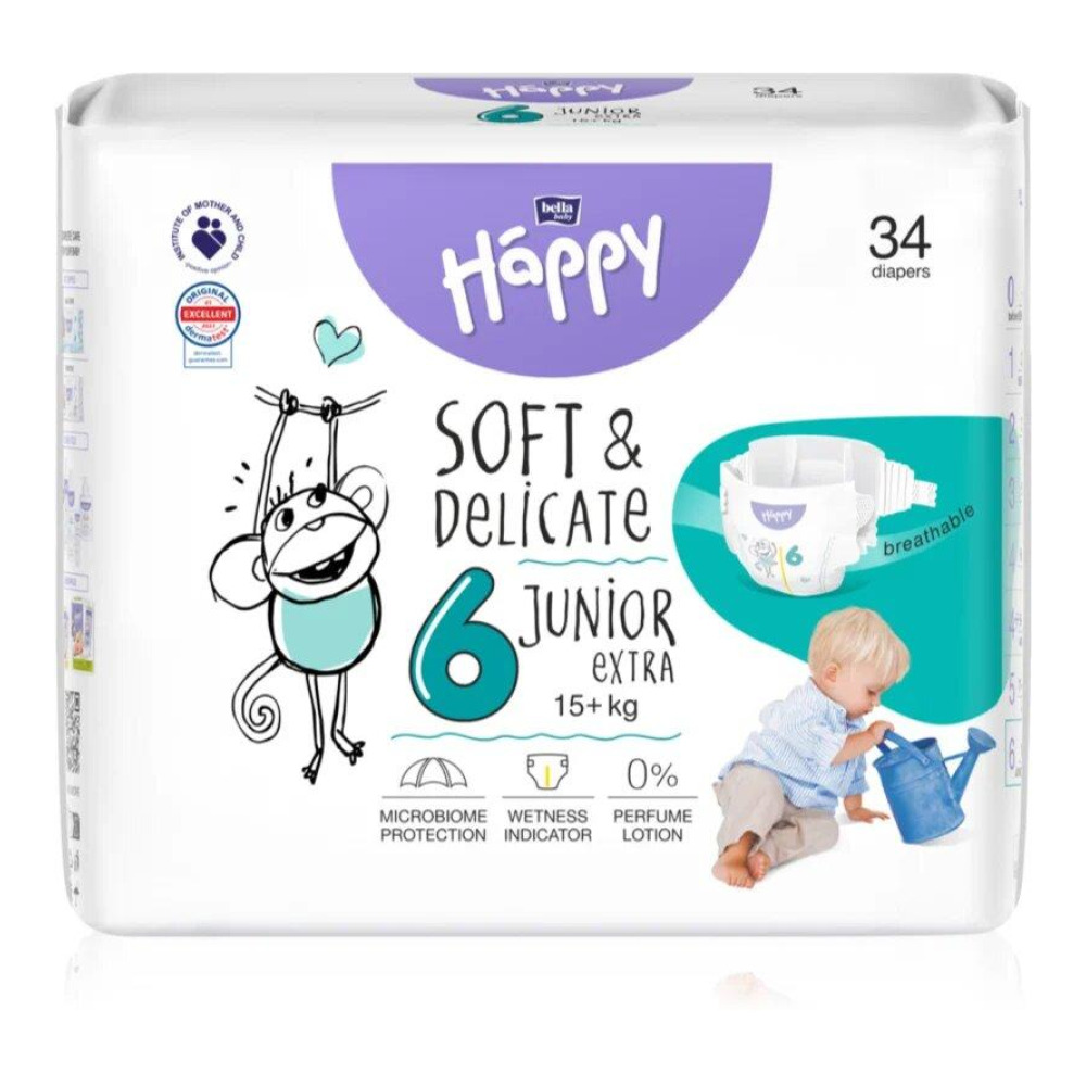 Підгузки дитячі Happy 6 Junior Extra 15+ кг 34 шт