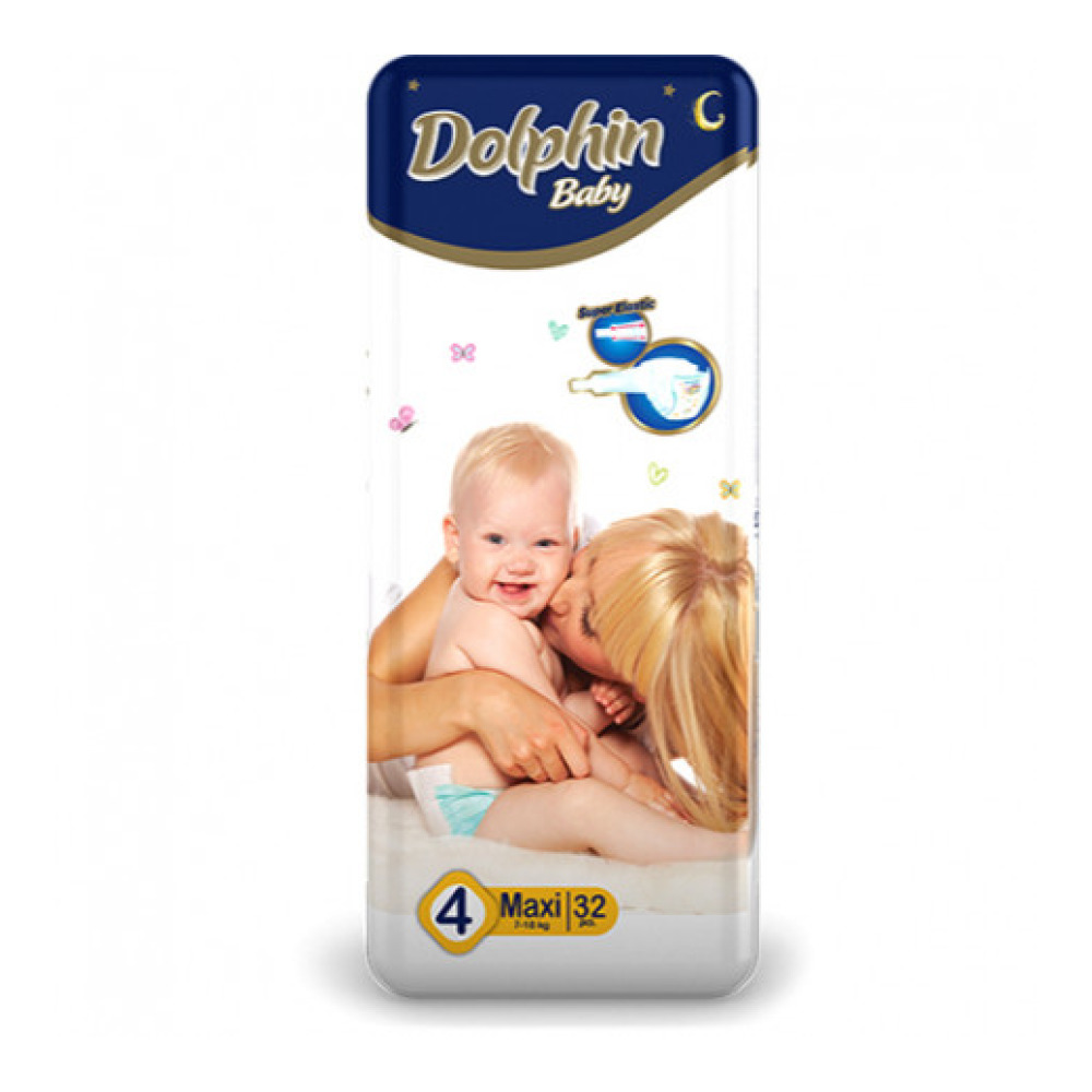 Підгузки дитячі Dolphin 4 Maxi 7-18 кг 32 шт