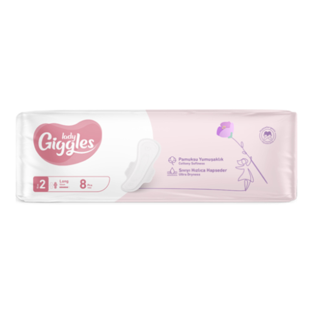Гігієнічні прокладки Giggles Lady Classic Long 2 з крил. 8 шт 5 краплі