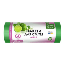 Пакети для сміття Sweet Home Міцні зелений 60 л 100 штук