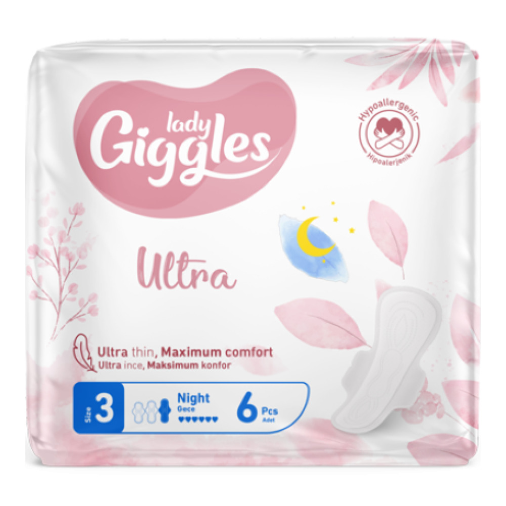 Гігієнічні прокладки Giggles Lady Ultra Night 3 з крил. 6 шт 6 краплі
