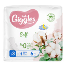 Гігієнічні прокладки Giggles Lady Night Soft 3 з крил. 6 шт 6 краплі