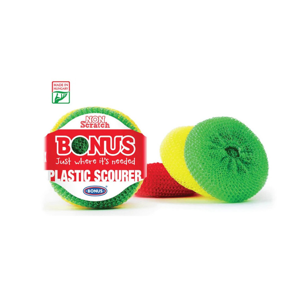 Скребок BONUS Plastic scourer пластиковий кольоровий 3шт.