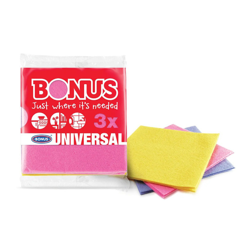 Ганчірка BONUS універсальна 36*36 см. кольорова 3шт.