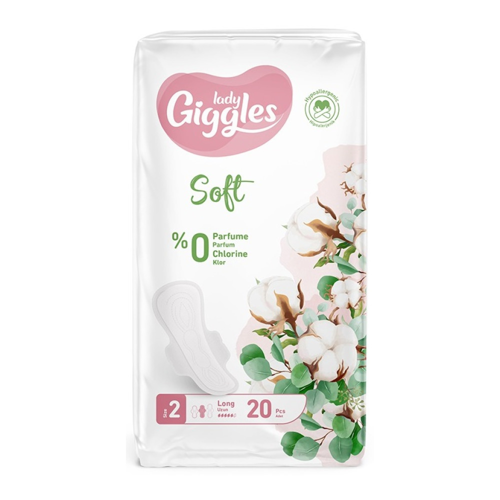 Гігієнічні прокладки Giggles Lady Long 2 Soft з крил. 20 шт 5 краплі