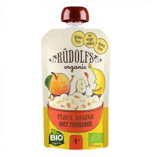 Каша Rudolfs Овсяная безмолочная каша с персиком и бананом без глютена органическая с 4 месяцев 110 гр