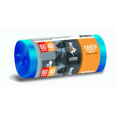 Пакети Anna Zaradna для сміття HDPE сині 60 л 40 шт