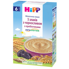 Молочная каша 5 злаков с черносливом с пребиотиками HIPP от 6 месяцев 250 гр