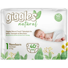 Підгузки дитячі Giggles Natural 1 Newborn 2-5 кг 40 шт гіпоалергенні підгузки для новонароджених