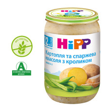 Пюре картопля та спаржева квасоля з кроликом HIPP від 12 місяців 220 гр