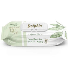 Серветки вологі Dolphin Green Tea 72 шт вологі серветки без спирту вологі серветки для гігієни