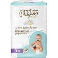 Підгузки дитячі Giggles Premium 3 Midi 4-9 кг 34 шт.
