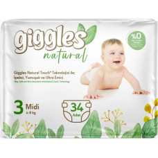 Підгузки дитячі Giggles Natural 3 Midi 4-9 кг 34 шт