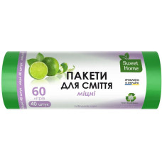 Пакети для сміття Sweet Home Міцні зелений 60 л 40 штук