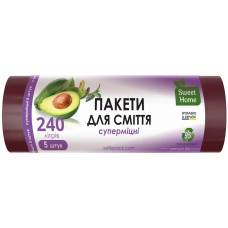 Пакети для сміття Sweet Home Суперміцні марун 240 л 5 штук