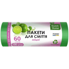 Пакети для сміття Sweet Home Міцні зелений 60 л 100 штук