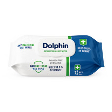 Вологі серветки Dolphin Антибактеріальні з клапоном 72 шт