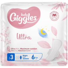 Гігієнічні прокладки Giggles Lady Ultra Night 3 6 крапель 6 шт Нічні жіночі прокладки Прокладки гігієнічні