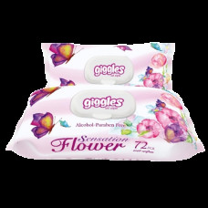Вологі серветки з клапаном Giggles Sensation Flower 72 шт Універсальні вологі серветки Вологі серветки для рук