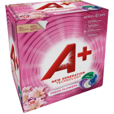 Капсули для прання A+ 4в1 Універсал Fresh Flowers картон 38 шт
